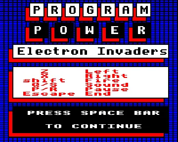 Electron Invaders (19xx)(Micropower) screen shot title